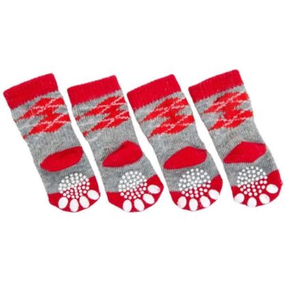 Karlie Doggy Socks Hundesocken 4er Set - Rot/Grau S