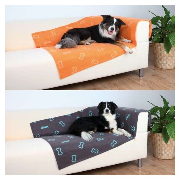 Trixie Fleecedecke Barney -150x100cm mit Knochenmotiv Orange