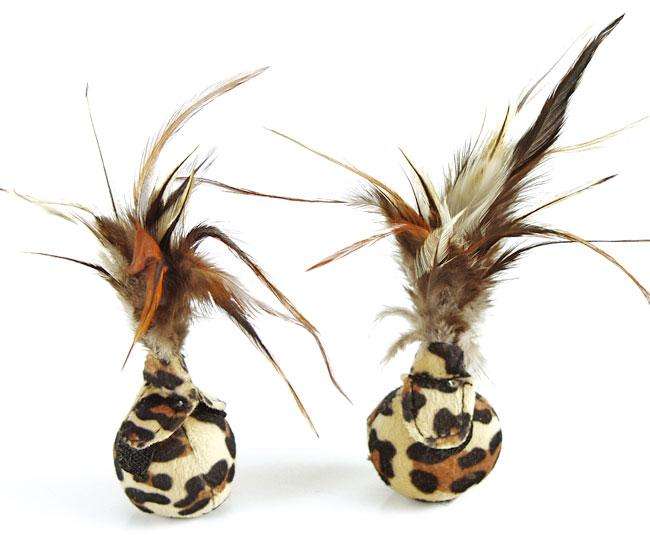 Karlie Katzen-Spielball LEOPARD mit Feder - 2er Set