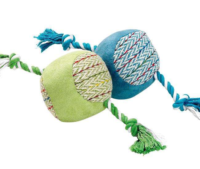 Karlie COTTAGE LINE Ball mit Seil Blau, 22 cm