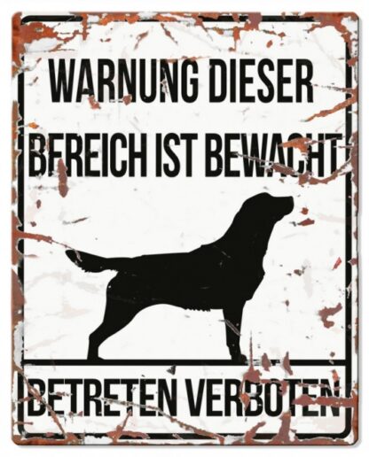 D&D Warnschild groß Retriever, weiß