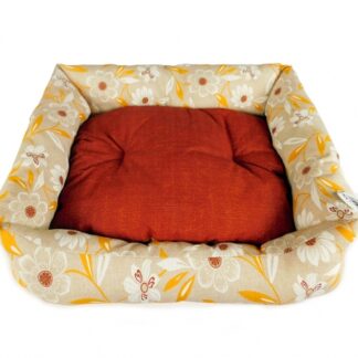 CARBONE Hundebett Domino, 65 x 80 cm Blumen-gelb