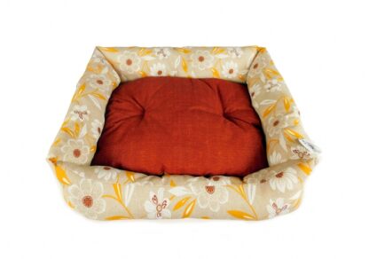 CARBONE Hundebett Domino, 65 x 80 cm Blumen-gelb