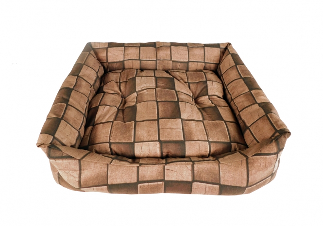 CARBONE Hundebett Domino, 65 x 80 cm Karo-braun